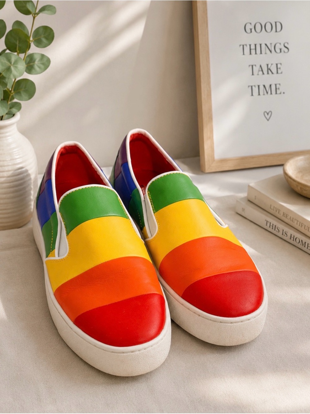 Michael Kors Dylan rainbow pride slipon leather Sneakers size 10